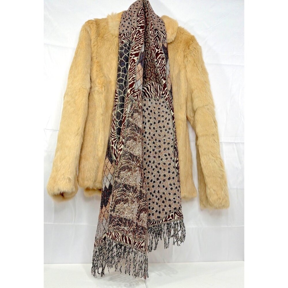 Reversible Boho Patchwork Animal Print Scarf 2m L… - image 1